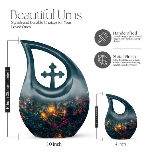 10 inch Tarot urn with Cross Drop design,