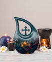 10 inch Tarot urn with Cross Drop design,