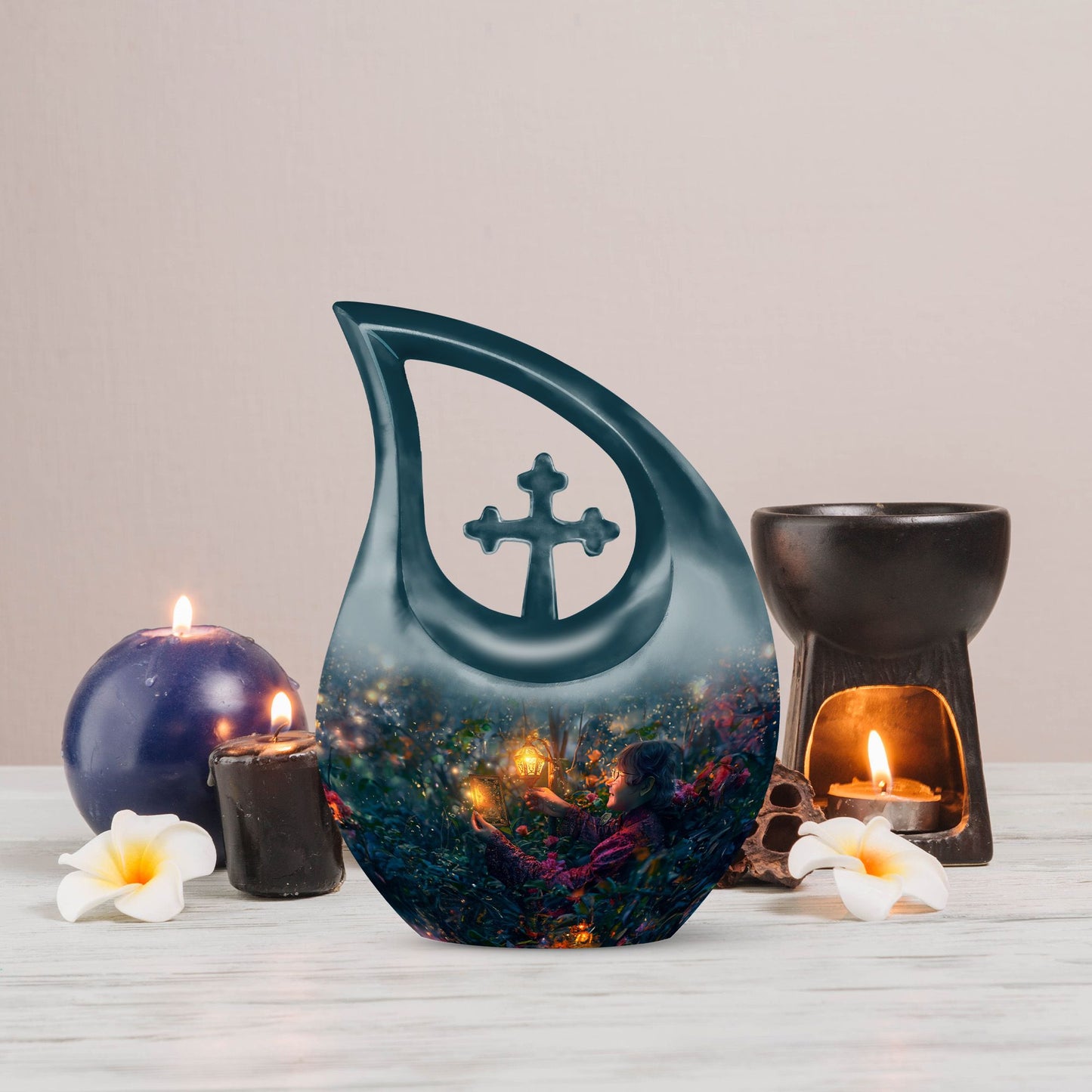 10 inch Tarot urn with Cross Drop design,