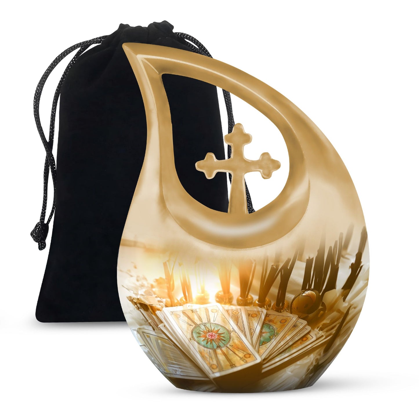 10-inch Tarot Urn with Cross Drop design, 