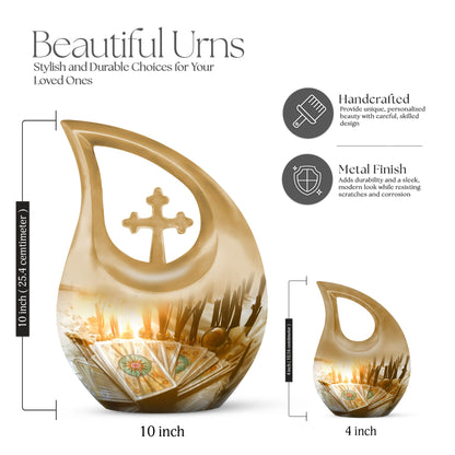 10-inch Tarot Urn with Cross Drop design, 