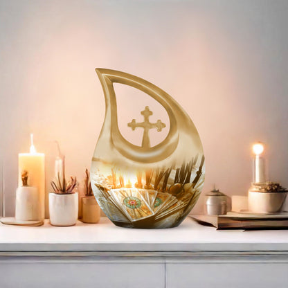 10-inch Tarot Urn with Cross Drop design, 