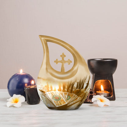 10-inch Tarot Urn with Cross Drop design, 