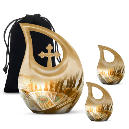 10-inch Tarot Urn with Cross Drop design, 
