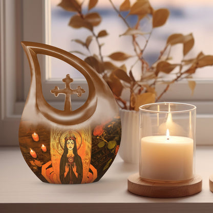 10 Inch Tarot themed Cross Drop Personalized Urn