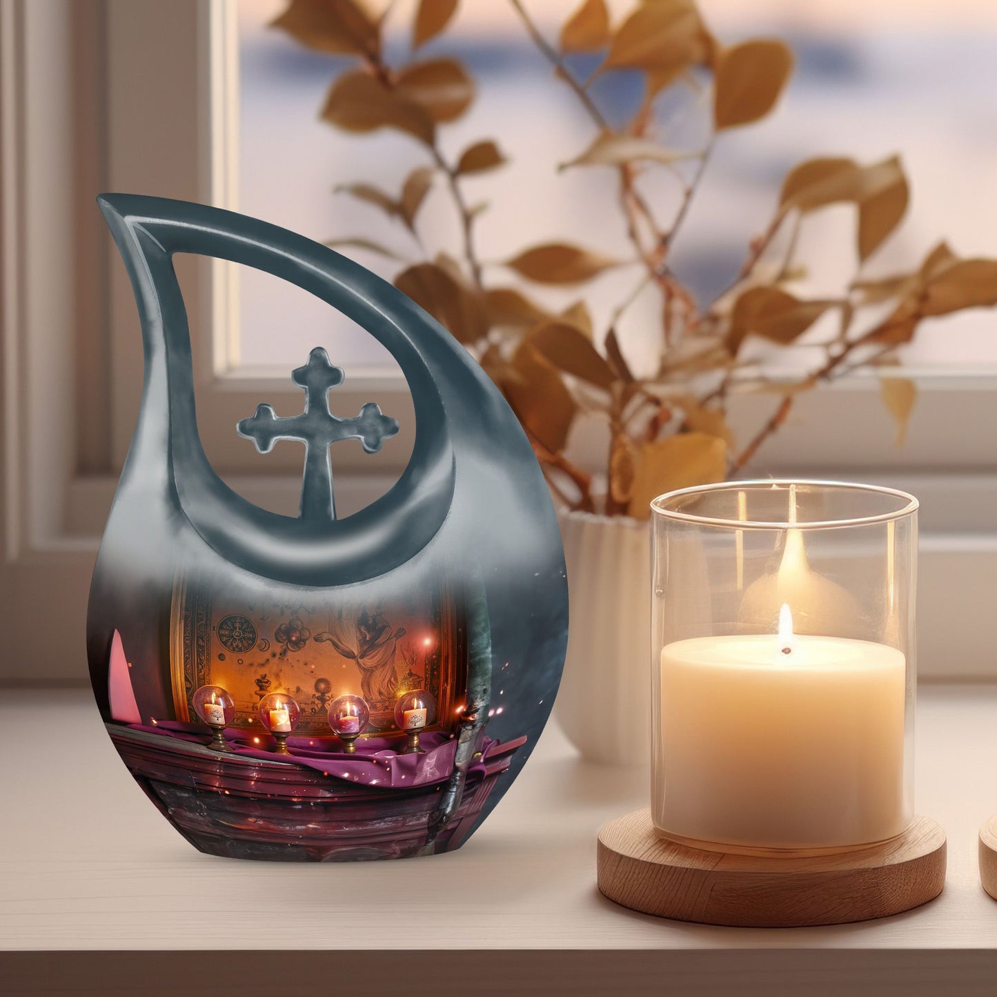 10-inch Tarot Themed Cross Drop Large Urn