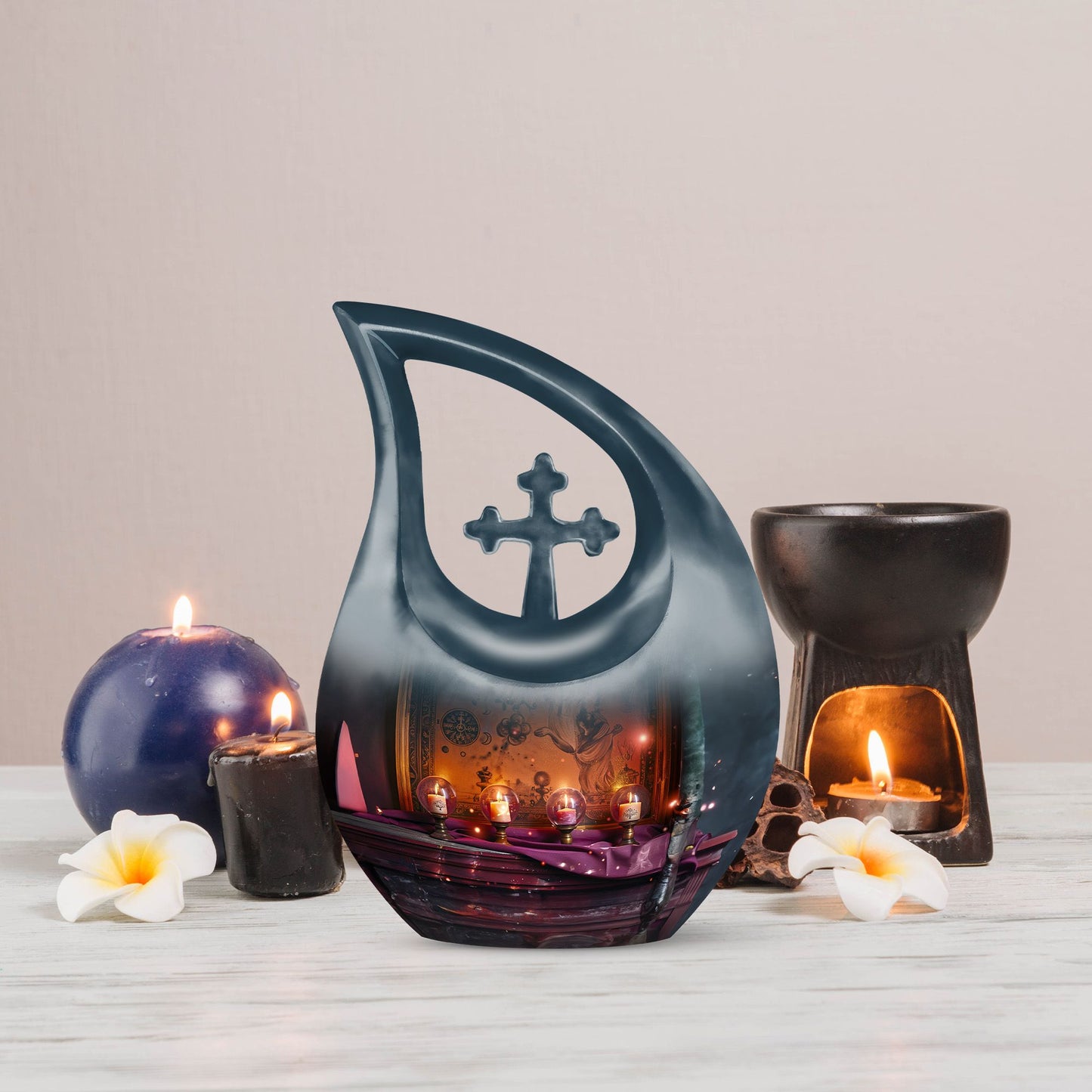 10-inch Tarot Themed Cross Drop Large Urn
