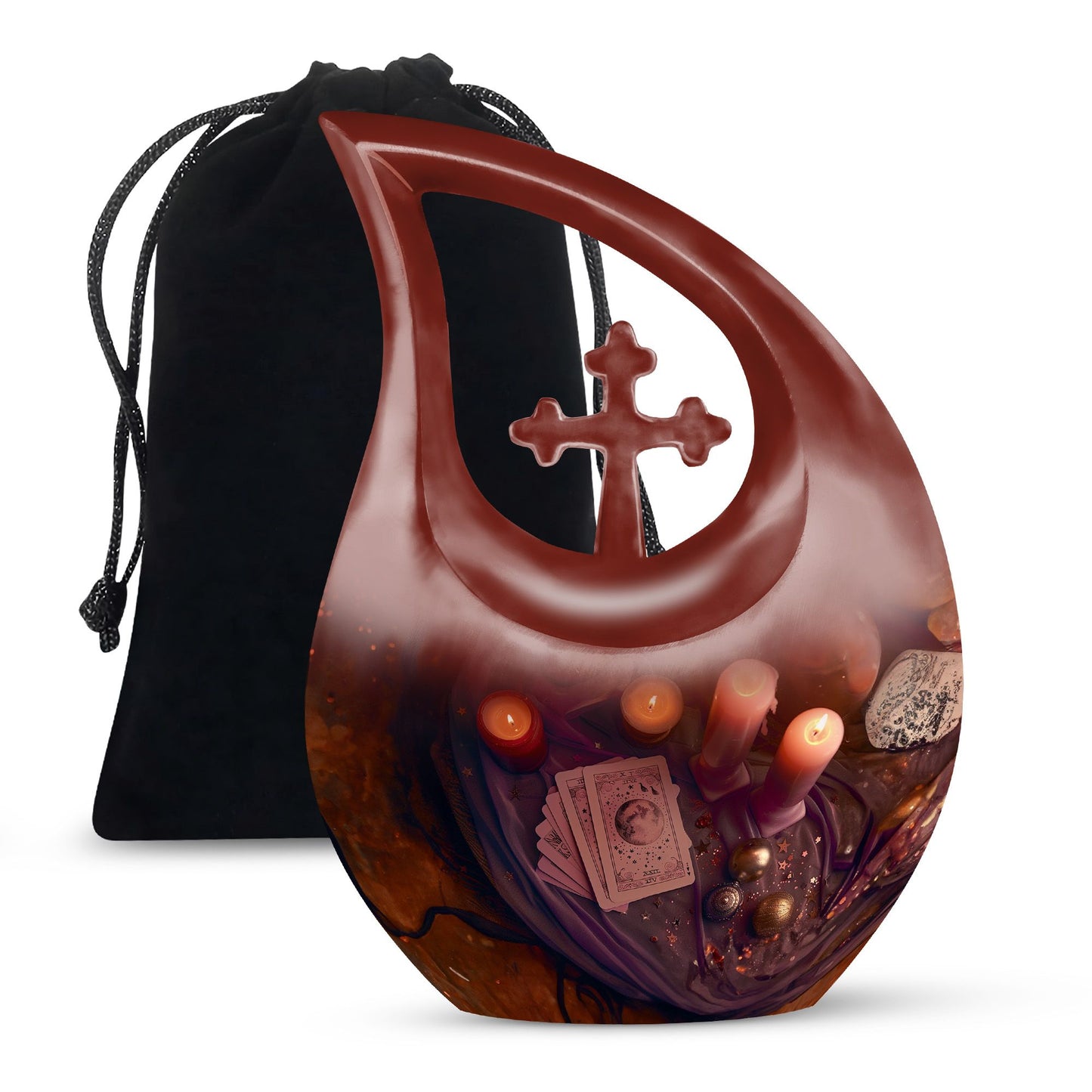 10-inch Tarot Urn in Cross Drop Design for Angel's Ashes, 