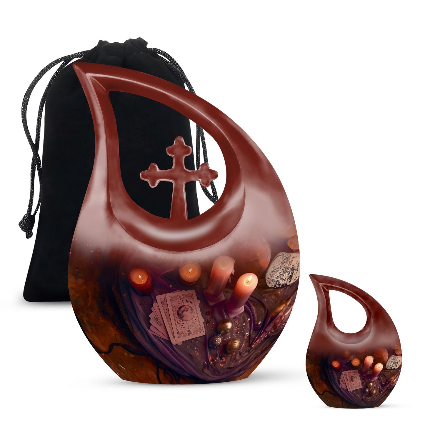 10-inch Tarot Urn in Cross Drop Design for Angel's Ashes, 