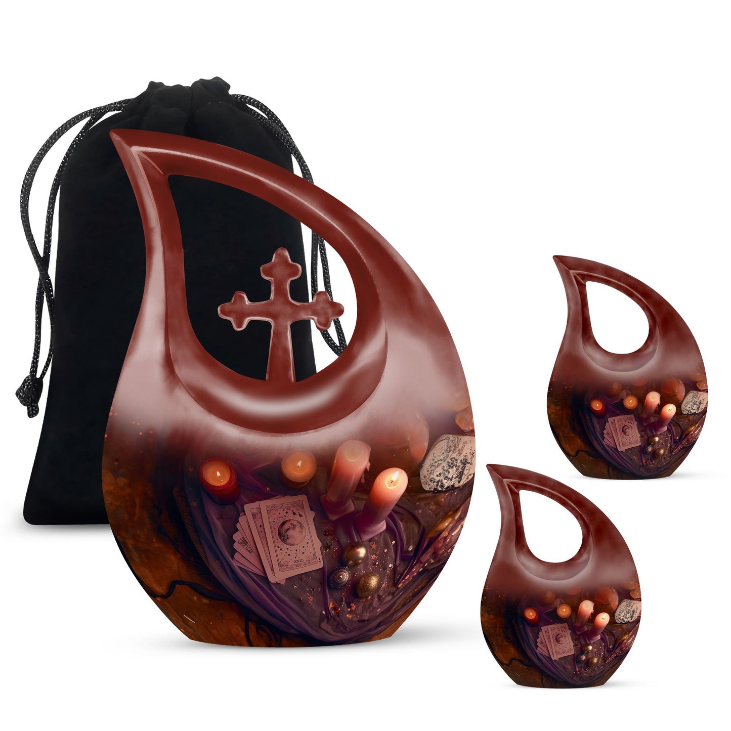 10-inch Tarot Urn in Cross Drop Design for Angel's Ashes, 