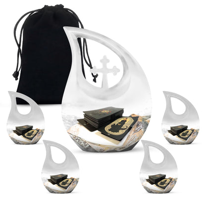 10-inch Tarot Urn, Cross Drop design, Full size burial urn 