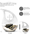 10-inch Tarot Urn, Cross Drop design, Full size burial urn 