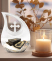 10-inch Tarot Urn, Cross Drop design, Full size burial urn 