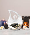 10-inch Tarot Urn, Cross Drop design, Full size burial urn 