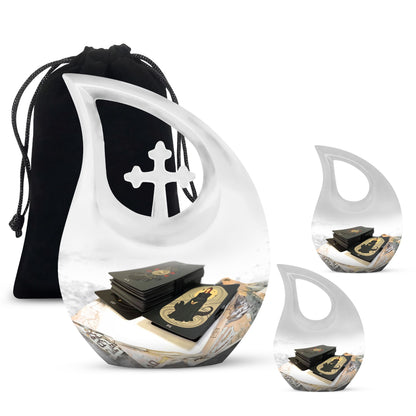 10-inch Tarot Urn, Cross Drop design, Full size burial urn 