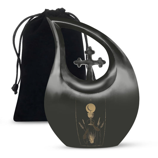 10 inch Tarot Urn with Cross Drop Design, Comes 