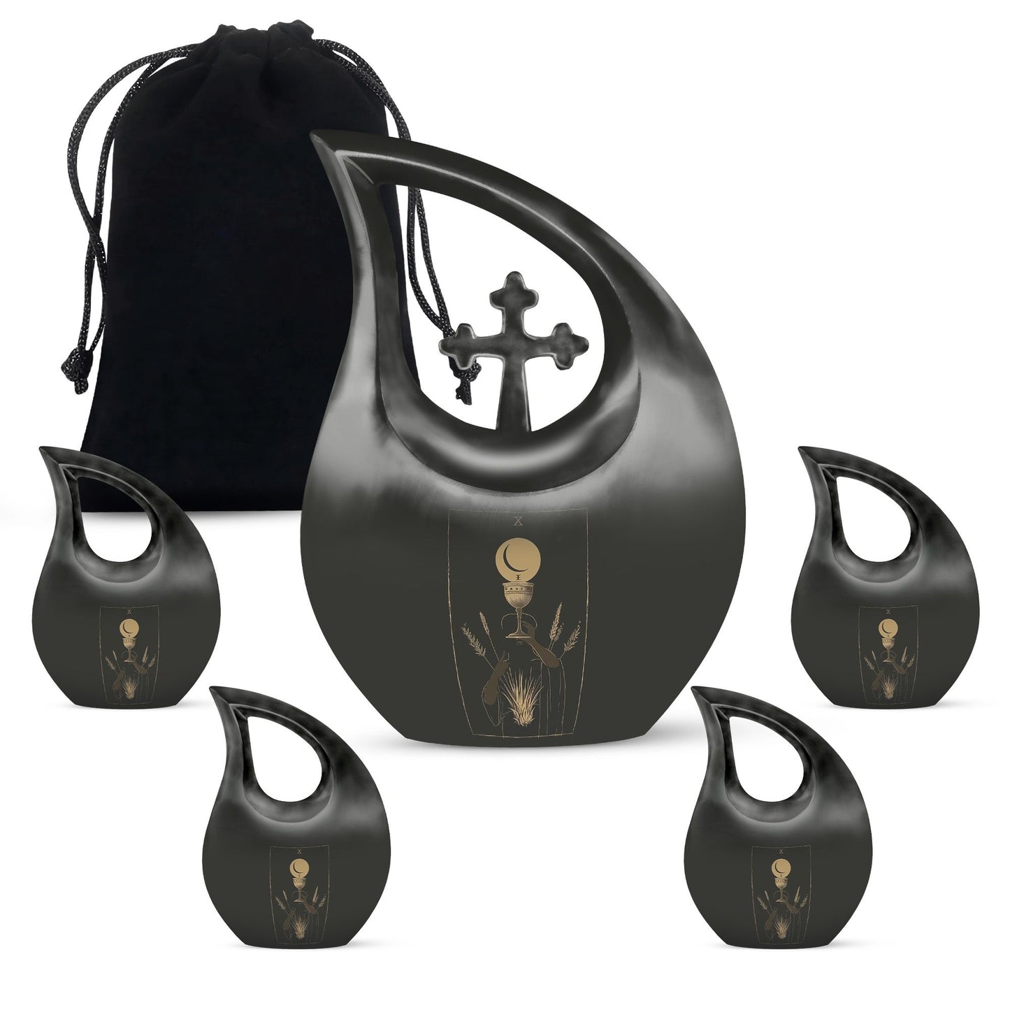 10 inch Tarot Urn with Cross Drop Design, Comes 
