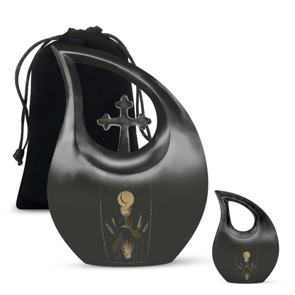 10 inch Tarot Urn with Cross Drop Design, Comes 