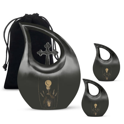10 inch Tarot Urn with Cross Drop Design, Comes 