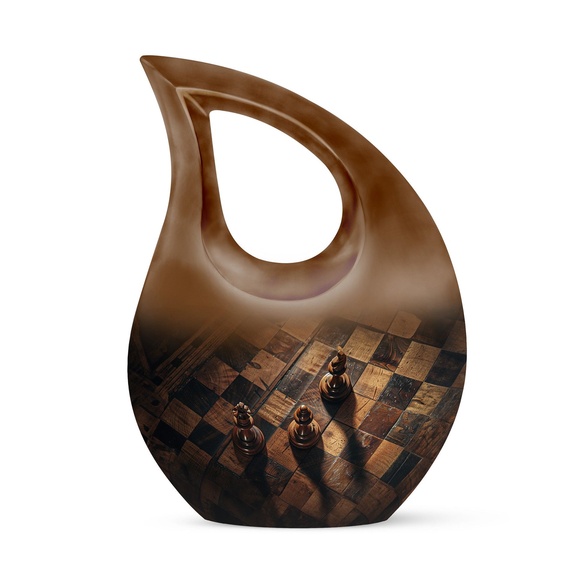 Chess-themed 10 inch Cross Drop Funeral Urn,
