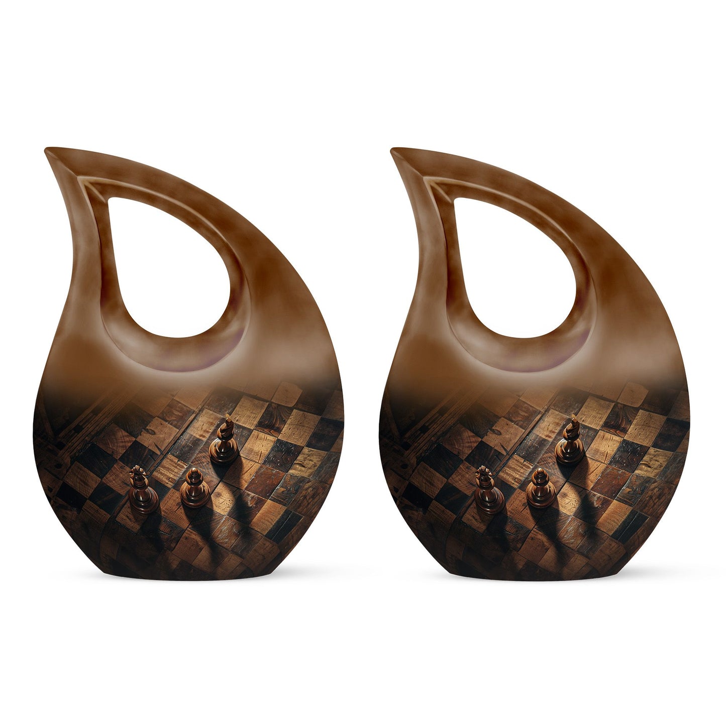 Chess-themed 10 inch Cross Drop Funeral Urn,