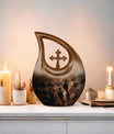 Chess-themed 10 inch Cross Drop Funeral Urn,