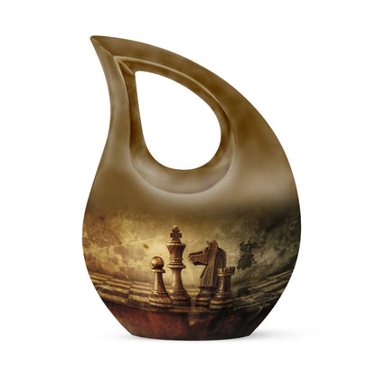10-inch Chess themed Cross Drop cremation urn