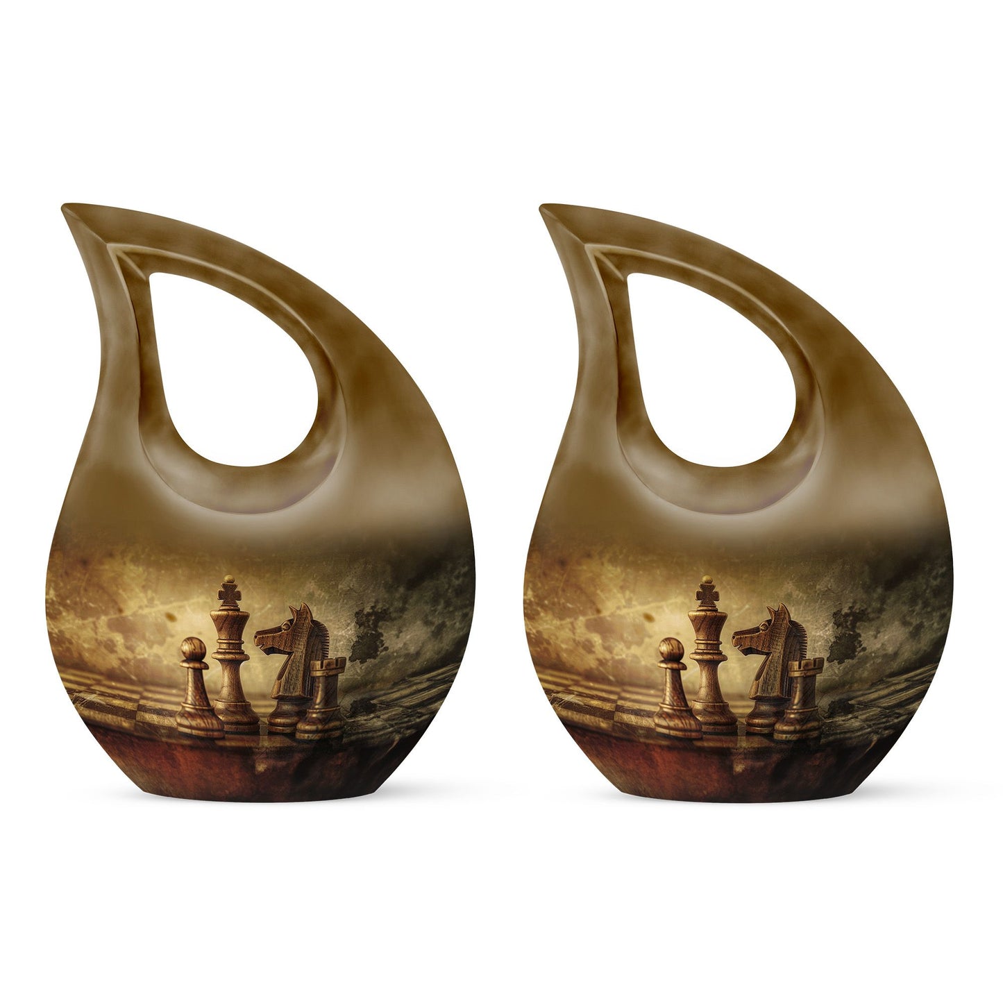 10-inch Chess themed Cross Drop cremation urn