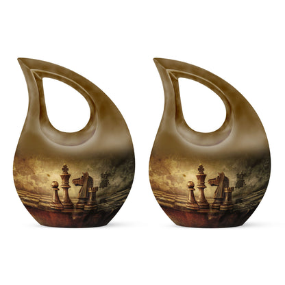 10-inch Chess themed Cross Drop cremation urn