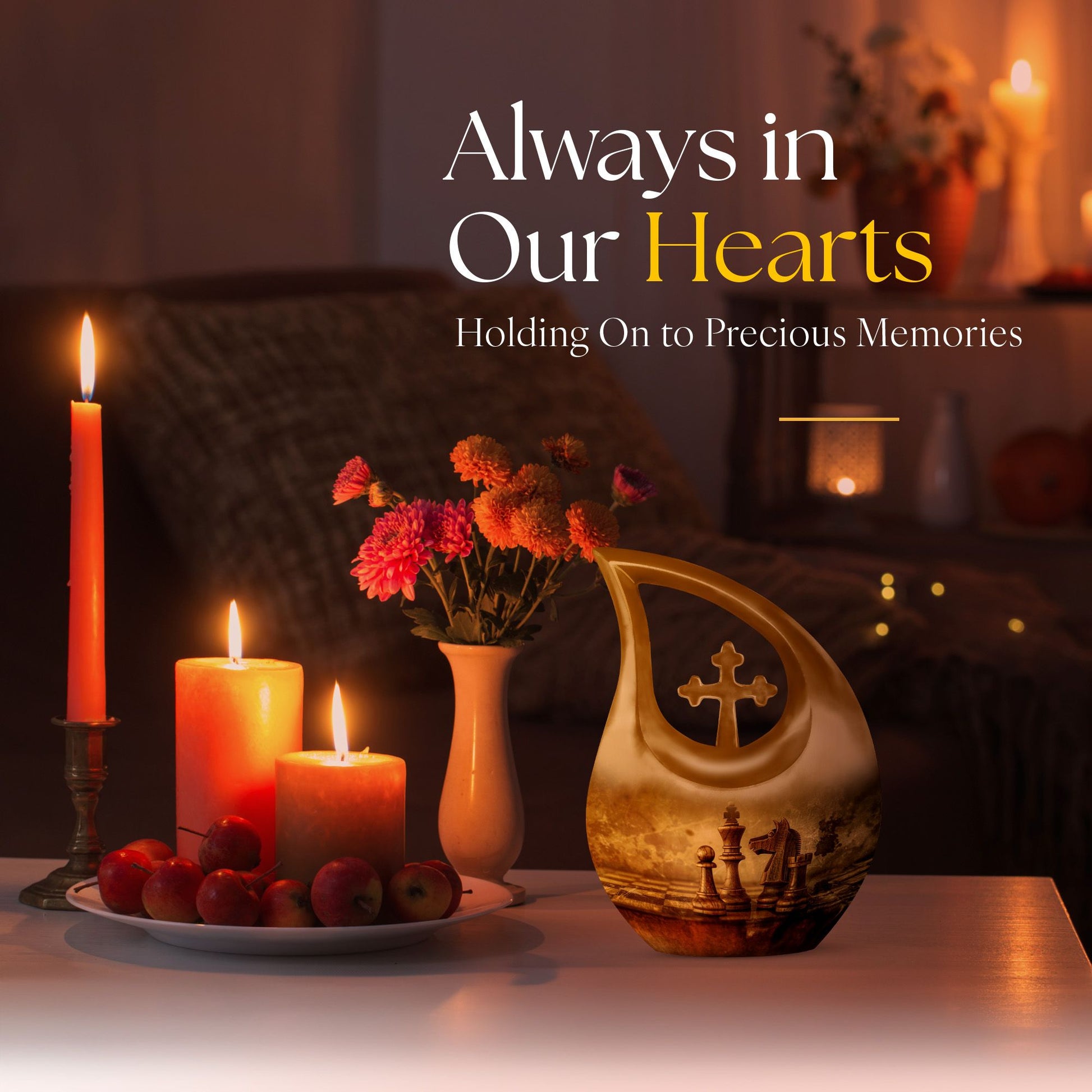 10-inch Chess themed Cross Drop cremation urn