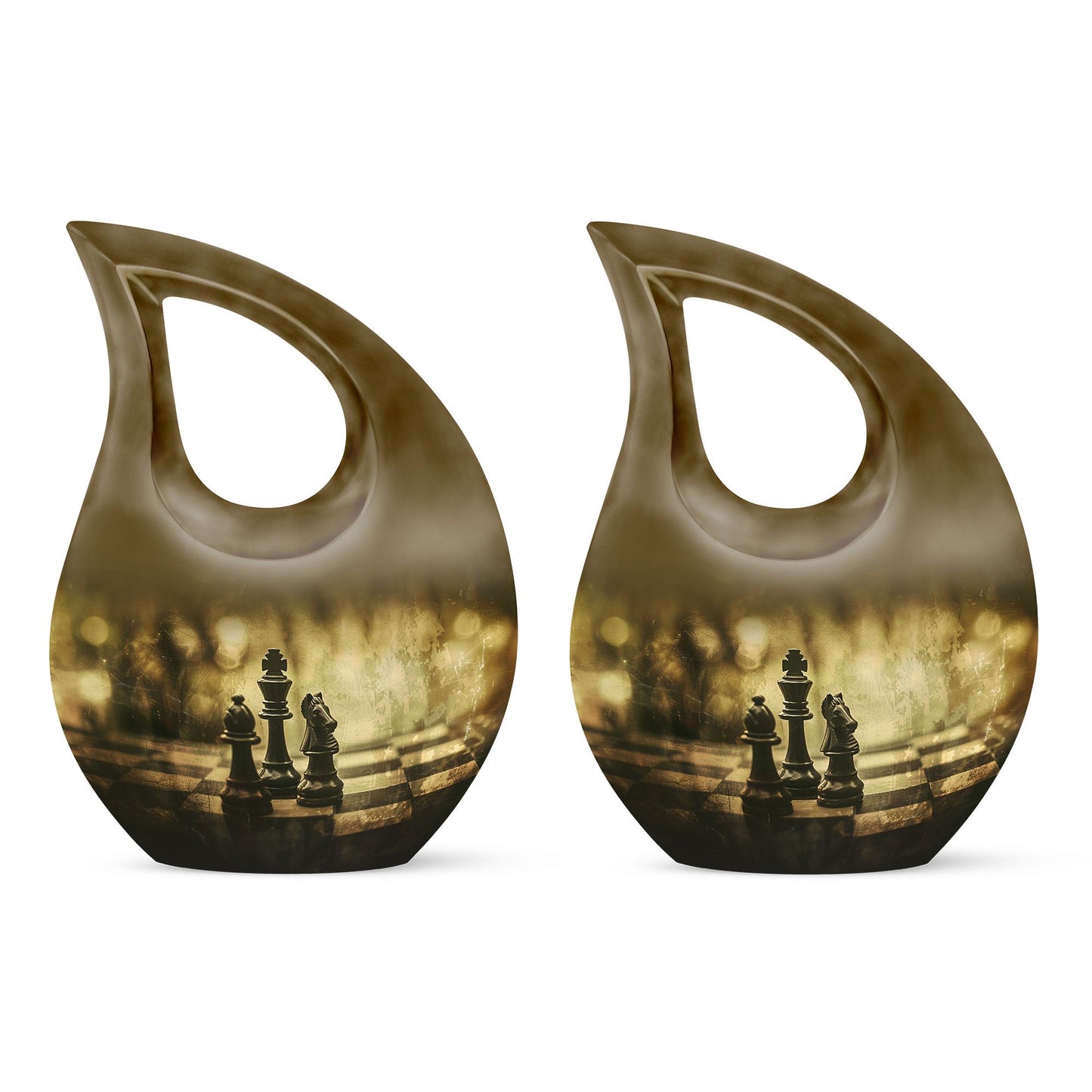 10 Inch Chess-theme Cross Drop Large Urn; Memorial Urn 