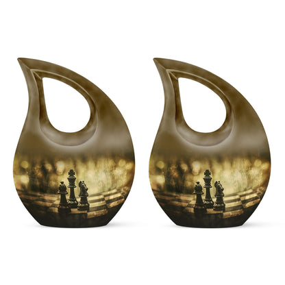 10 Inch Chess-theme Cross Drop Large Urn; Memorial Urn 