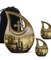 10 Inch Chess-theme Cross Drop Large Urn; Memorial Urn 