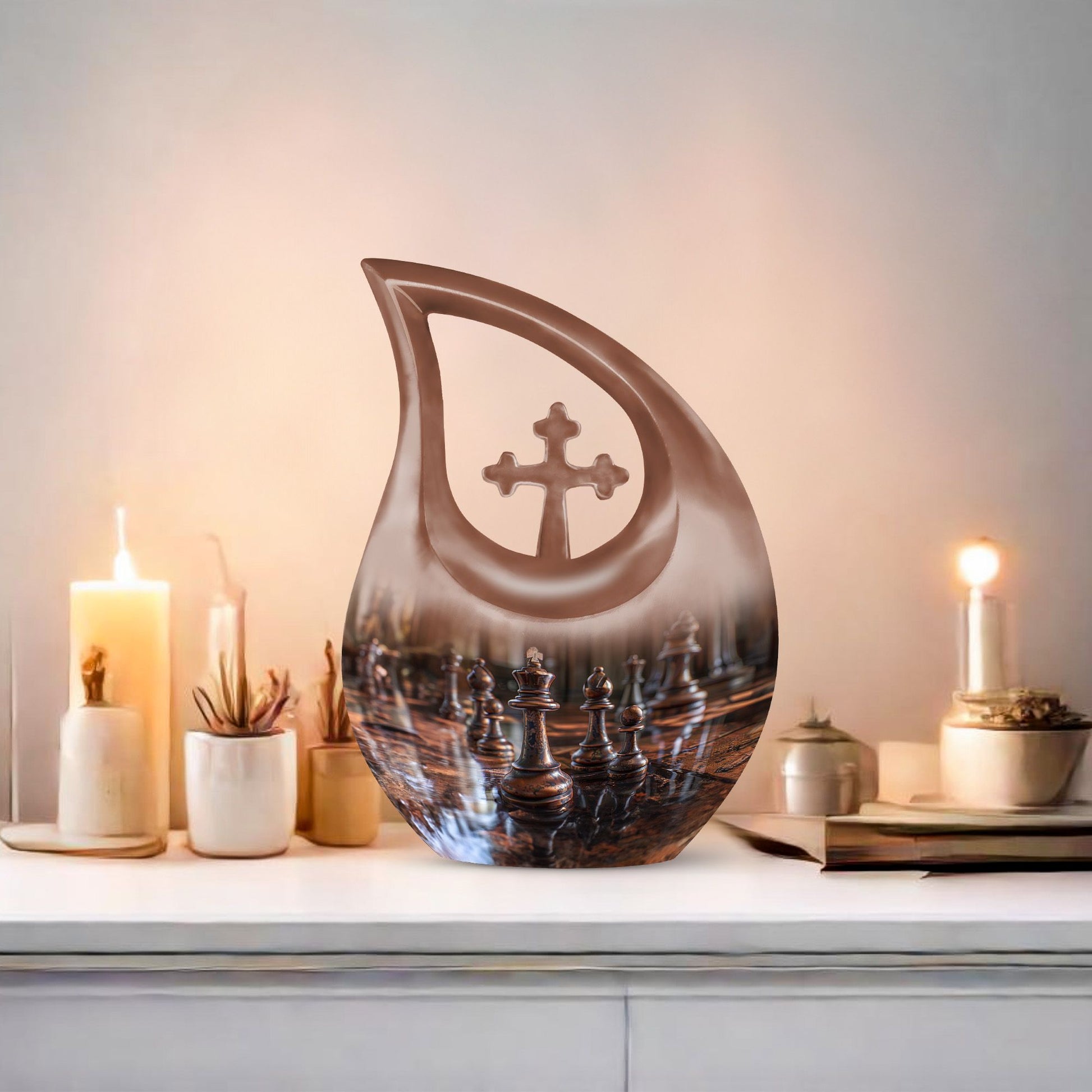 10-inch Chess Themed Cross Drop Design