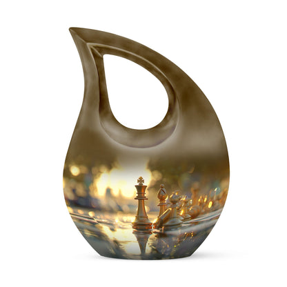10 inch Chess themed Cross Drop Companion Urn 