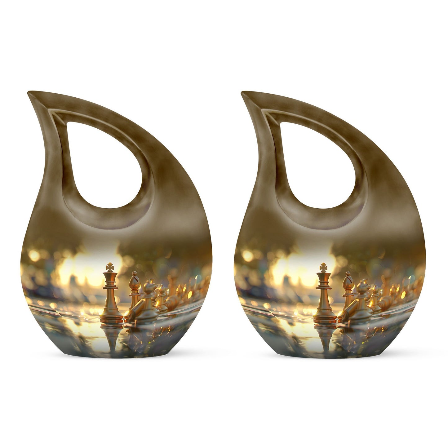 10 inch Chess themed Cross Drop Companion Urn 