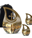 10 inch Chess themed Cross Drop Companion Urn 