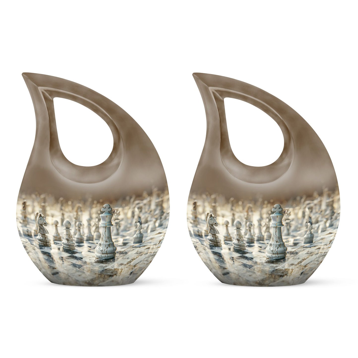 10-inch Chess-themed Cross Drop urn, 