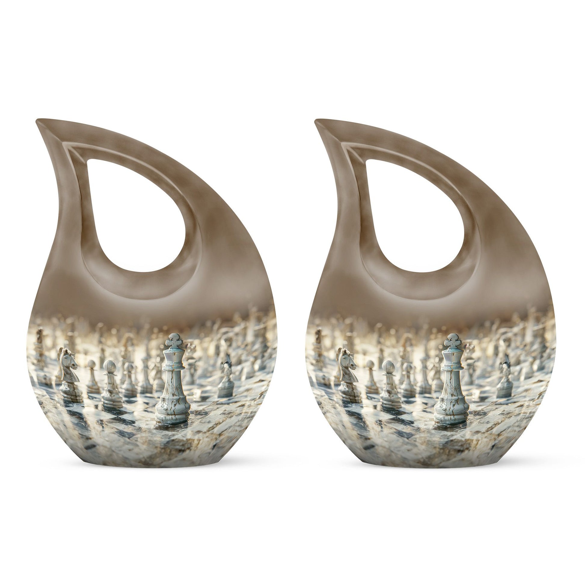 10-inch Chess-themed Cross Drop urn, 