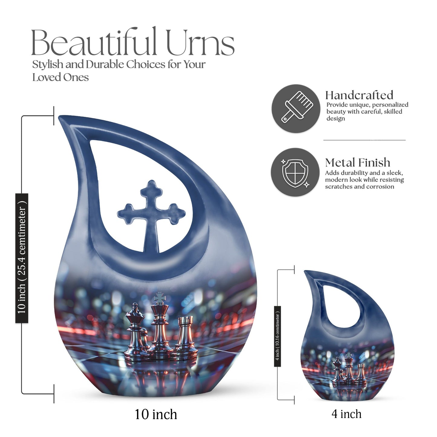 cross drop design, Aluminum-made memorial urn