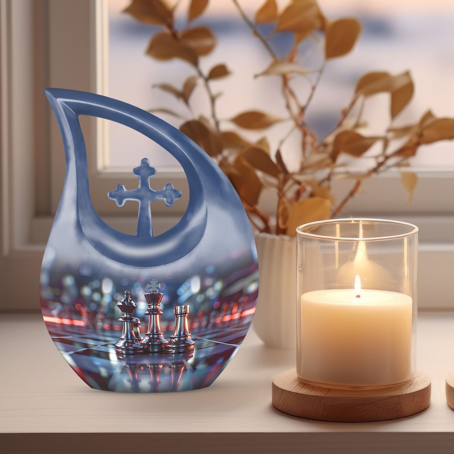 cross drop design, Aluminum-made memorial urn