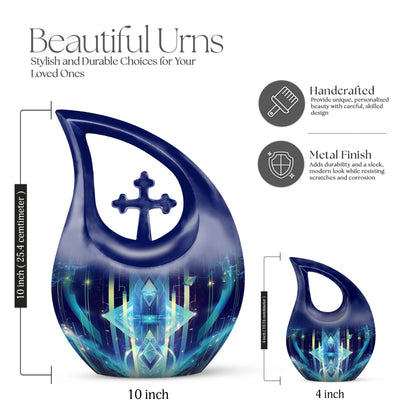 10 Inch Zodiac themed Extra Large Cross Drop Urn 