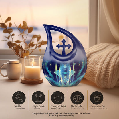 10 Inch Zodiac themed Extra Large Cross Drop Urn 