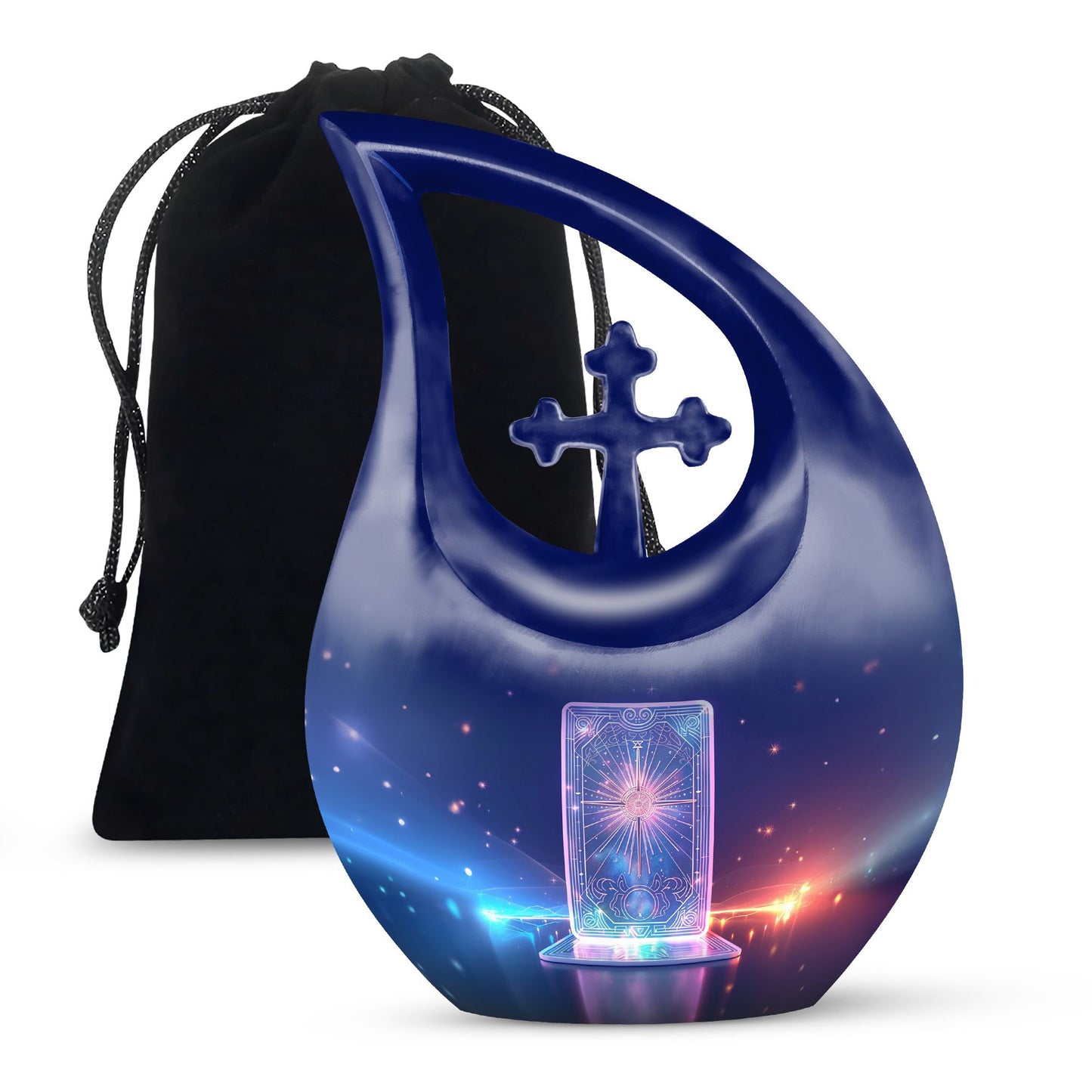 10-inch Zodiac urn with Cross Drop design, customized 