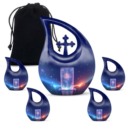10-inch Zodiac urn with Cross Drop design, customized 