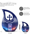 10-inch Zodiac urn with Cross Drop design, customized 