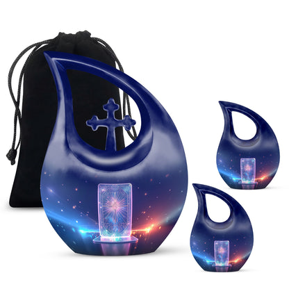 10-inch Zodiac urn with Cross Drop design, customized 