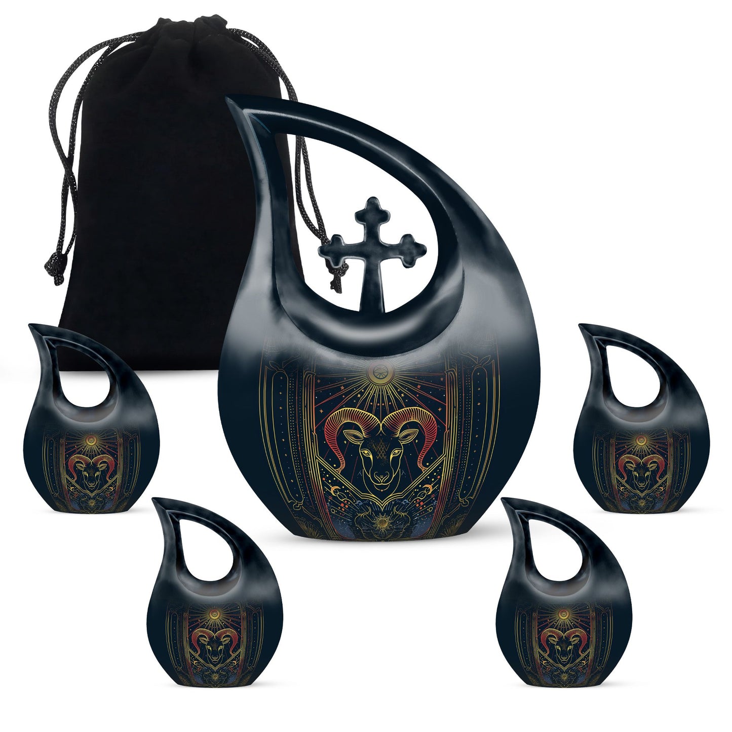  Zodiac Themed Cross Drop Design Extra Large Urn for ashes, 