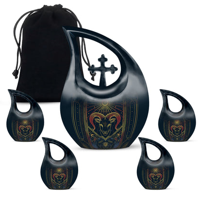  Zodiac Themed Cross Drop Design Extra Large Urn for ashes, 