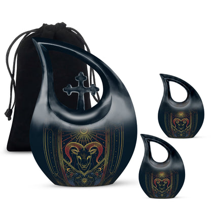  Zodiac Themed Cross Drop Design Extra Large Urn for ashes, 